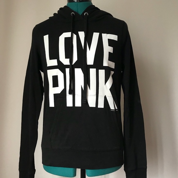 SOLDBlack and white LOVE PINK VS HOODIE SZ S - Picture 2 of 6